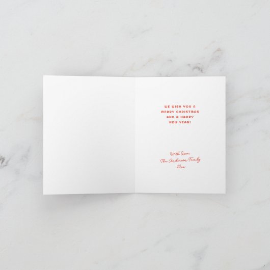 Mod Wavy Retro Groovy Kerst Rood Roze Vakantie Kaart (Binnen)