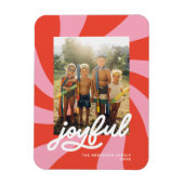 Mod Wavy Retro Groovy Kerstmis Rood Roze Vakantie Magneet (Verticaal)