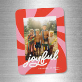 Mod Wavy Retro Groovy Kerstmis Rood Roze Vakantie Magneet