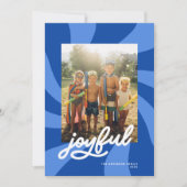 Mod Wavy Retro Groovy Kleurrijke Foto Cobalt Blauw Feestdagenkaart (Voorkant)