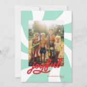 Mod Wavy Retro Groovy Kleurrijke Foto Mint + Rood Feestdagenkaart (Voorkant)