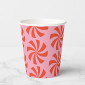 Mod Wavy Retro Kerst Snoep Roze Rode Vakantie Papieren Bekers (Achterkant)