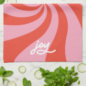 Mod Wavy Retro Kerst Snoep Roze Rode Vakantie Theedoek (Gevouwen)