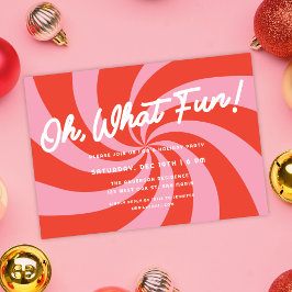 Mod Wavy Retro Roze + Rood Kerstfeest Kaart