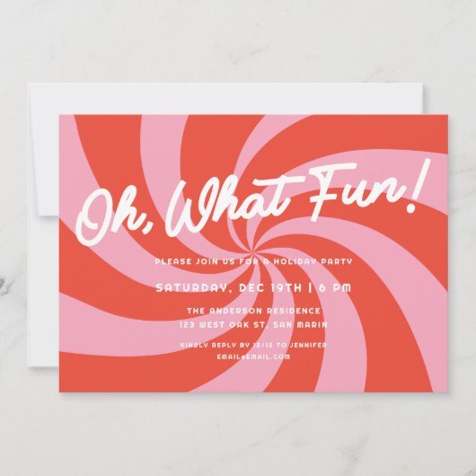 Mod Wavy Retro Roze + Rood Kerstfeest Kaart (Voorkant)