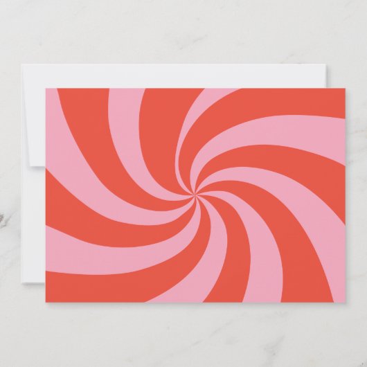 Mod Wavy Retro Roze + Rood Kerstfeest Kaart (Achterkant)