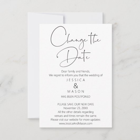 Mod Wedding Annulering uitgesteld Wijzig de datum Kaart (Voorkant)