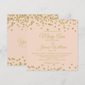 Mod Wedding Gold Faux Glitter Confetti Roos Blush Kaart (Voorkant / Achterkant)