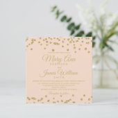 Mod Wedding Gold Faux Glitter Confetti Roos Blush Kaart (Staand voorkant)