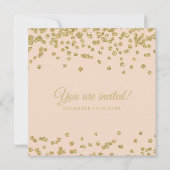 Mod Wedding Gold Faux Glitter Confetti Roos Blush Kaart (Achterkant)