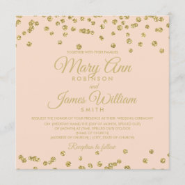 Mod Wedding Gold Faux Glitter Confetti Roos Blush Kaart