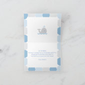 Mod Whale Baby Boy Shower Blue & Grey Stippen Dank Bedankkaart (Binnen)