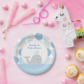 Mod Whale Baby Jongen Douche Blauw & Grijs Papieren Bordje (Feest)
