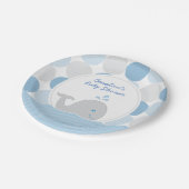 Mod Whale Baby Jongen Douche Blauw & Grijs Papieren Bordje (Gekanteld)