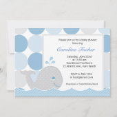 Mod Whale Baby shower Invitation - blauw & grijs Kaart (Voorkant)