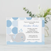 Mod Whale Baby shower Invitation - blauw & grijs Kaart (Staand voorkant)