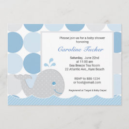 Mod Whale Baby shower Invitation - blauw & grijs Kaart