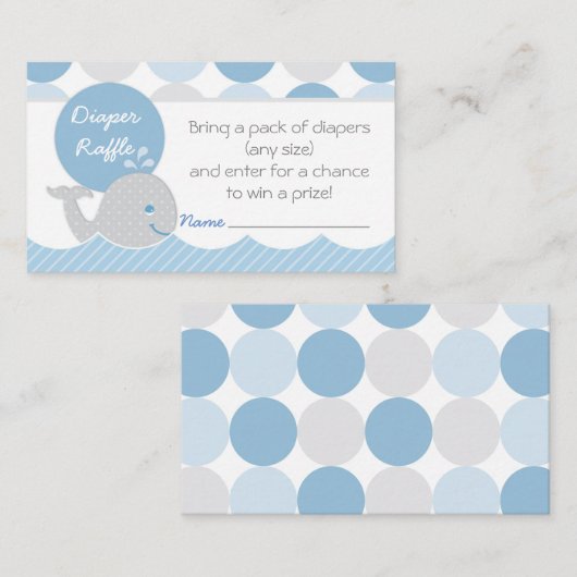 Mod Whale Baby shower Luier Raffle Ticket Informatiekaartje (Voorkant / Achterkant)