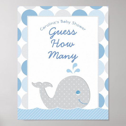 Mod Whale raad hoeveel Baby shower er aan de tong Poster (Voorkant)