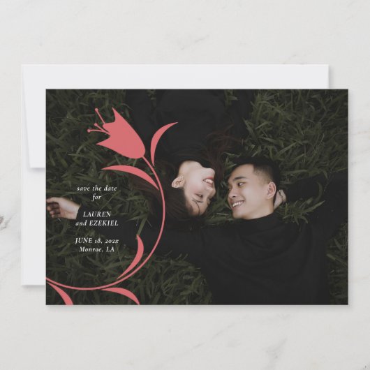 MOD WIJN TULP TROUWEN SAVE THE DATE KAART (Voorkant)