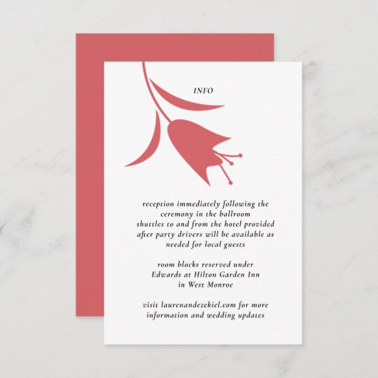 MOD WINE TULP WEDDING INFORMATIEKAARTJE (Voorkant / Achterkant)