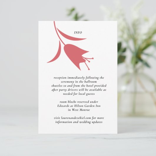 MOD WINE TULP WEDDING INFORMATIEKAARTJE (Staand voorkant)