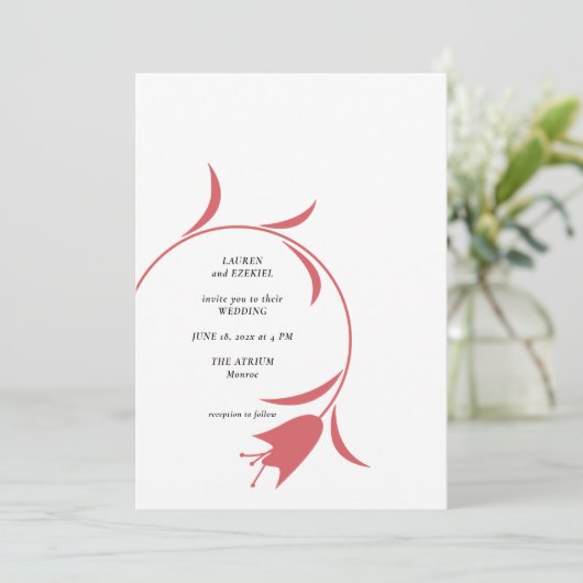 MOD WINE TULP WEDDING KAART (Staand voorkant)