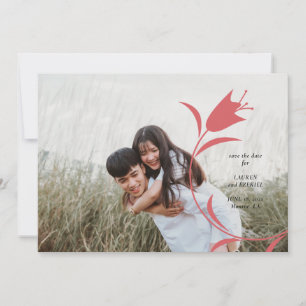 MOD WINE TULP WEDDING SAVE THE DATE KAART