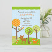 Mod woodgebied Owl BIrthday Party Invitations Kaart (Staand voorkant)