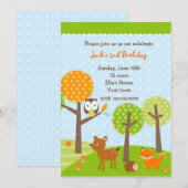 Mod woodgebied Owl BIrthday Party Invitations Kaart (Voorkant / Achterkant)