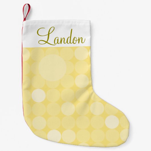 Mod Yellow Polka Dot Kerstmis Kleine Kerstsok (Voorkant)