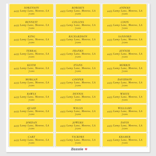 MOD YELLOW TULP BRUILOFT ADRESETIKETTEN STICKER (Vel)