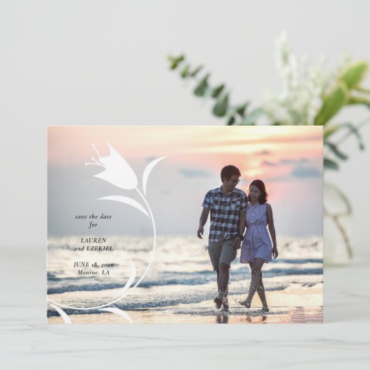 MOD YELLOW TULP WEDDING BEWAAR DE DATUM KAART (Staand voorkant)