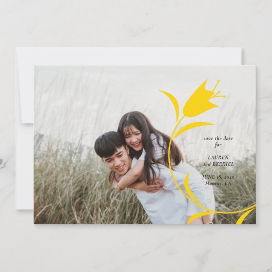 MOD YELLOW TULP WEDDING BEWAAR DE DATUM KAART (Voorkant)
