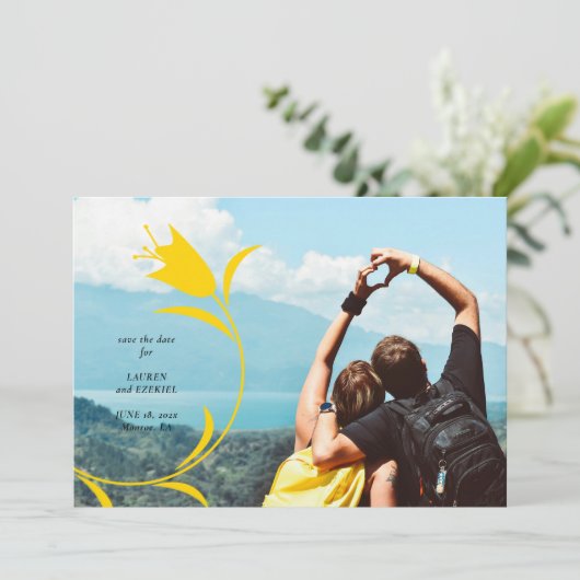 MOD YELLOW TULP WEDDING BEWAAR DE DATUM KAART (Staand voorkant)