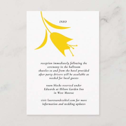 MOD YELLOW TULP WEDDING INFORMATIEKAARTJE (Voorkant)