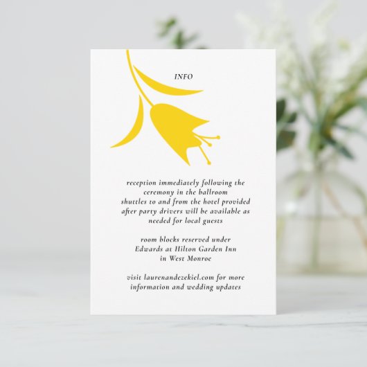 MOD YELLOW TULP WEDDING INFORMATIEKAARTJE (Staand voorkant)
