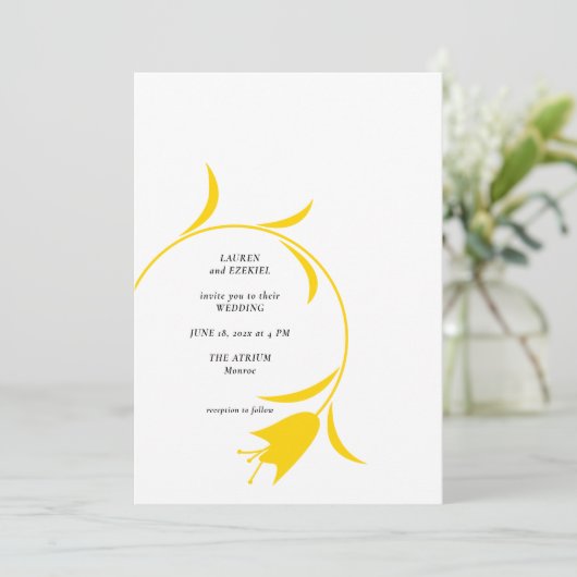 MOD YELLOW TULP WEDDING KAART (Staand voorkant)