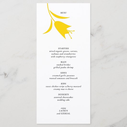 MOD YELLOW TULP WEDDING MENU (Voorkant)