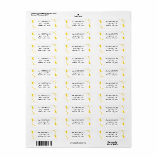 MOD YELLOW TULP Wedding Retour Adres Label (Full Sheet)