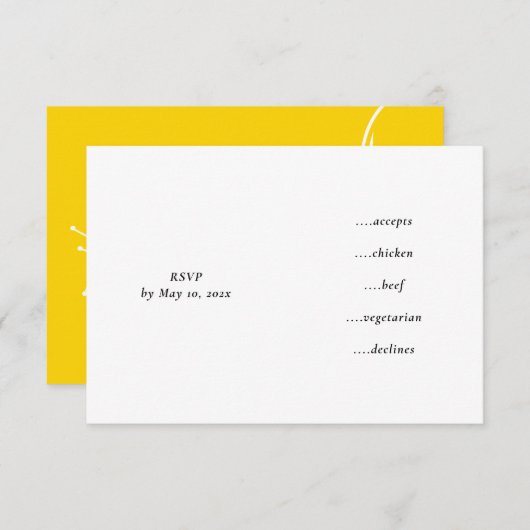 MOD YELLOW TULP WEDDING RSVP KAARTJE (Voorkant / Achterkant)