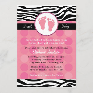 Mod Zebra Print Baby Shower Invitaties Kaart