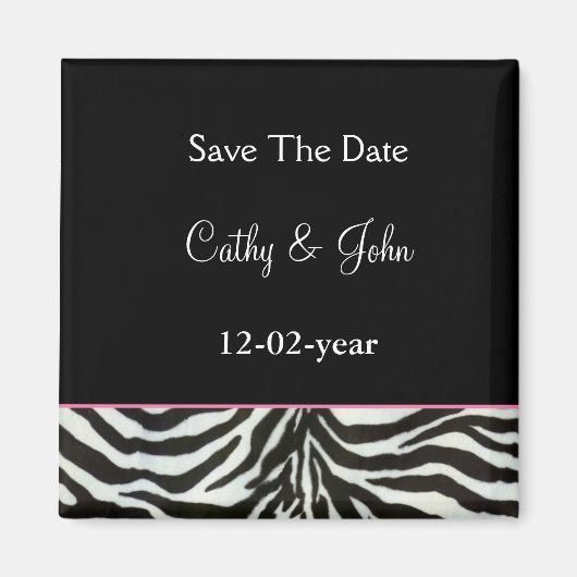 mod zebra print Sparen date magnet (Voorkant)
