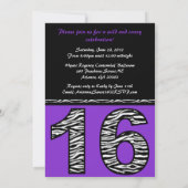 Mod Zebra Print Sweet Sixteen [paars] Kaart (Achterkant)