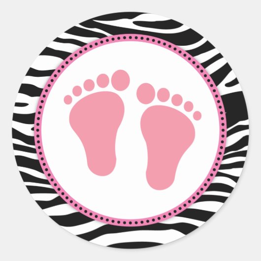 Mod Zebra Roze Baby shower Favor Stickers (Voorkant)