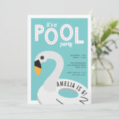 Mod Zwaan | Zwemborrel Verjaardagsuitnodiging Kaart (Staand voorkant)