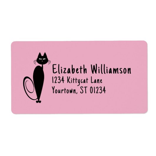 Mod Zwart Kat adreslabel Etiket (Voorkant)