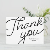 Mod zwart wit script bruiloft Dank je Bedankkaart (Staand voorkant)