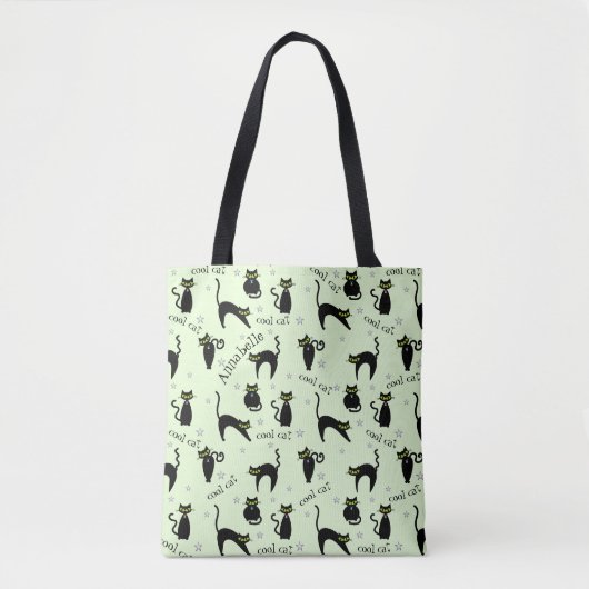 Mod zwarte katten gepersonaliseerd tote bag (Voorkant)