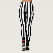 Mod zwarte & witte strepen met helder rood hart leggings (Achterkant)
